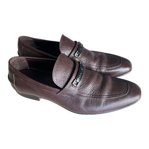 Classic Brown Leather Men's Loafers Size 9